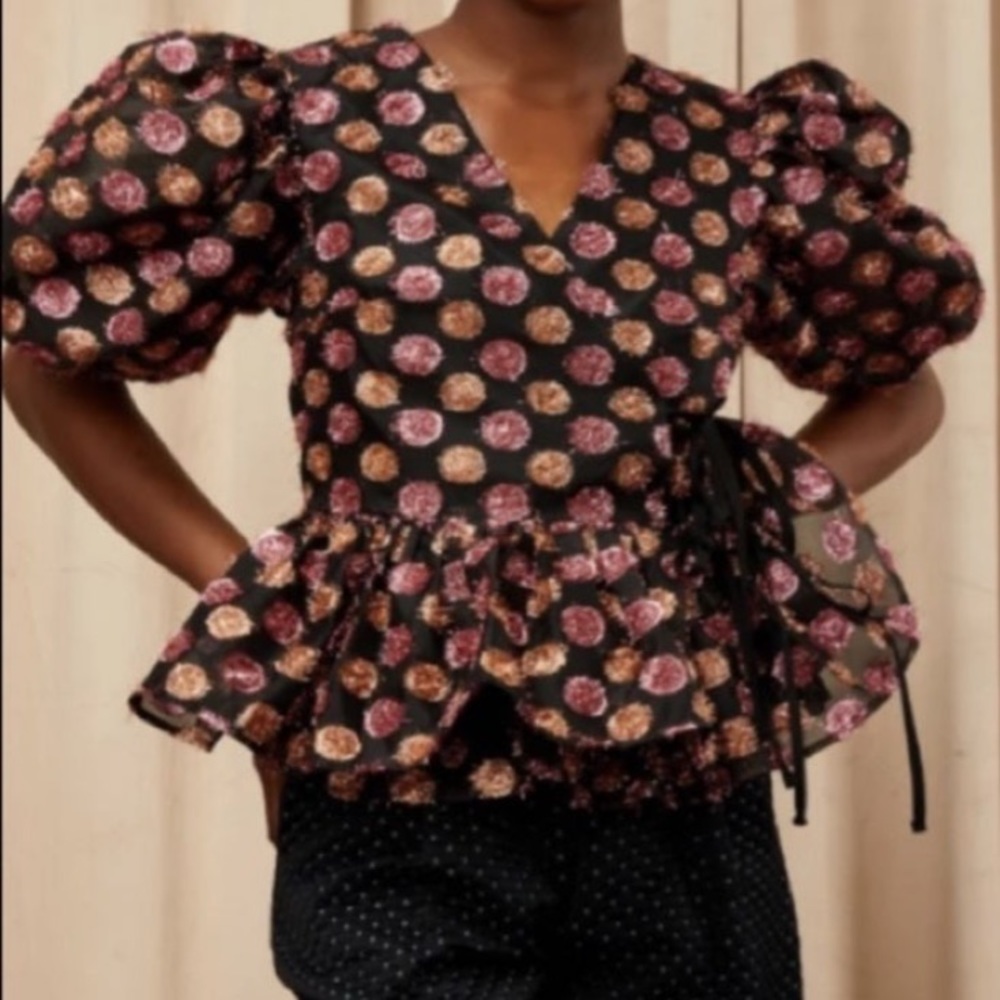 Dream Sister Jane metallic polka dot wrap top